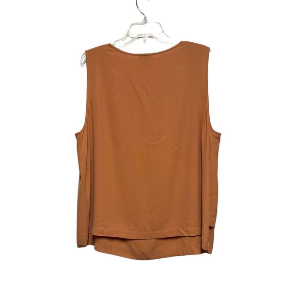 Eileen Fisher 100% Silk Warm Brown Sleeveless Shell Minimalist Business Tank XL - Picture 5 of 6